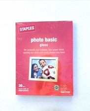 Staples Photo Basic GLOSS Paper 30 ct. 8.5 x 11 For Ink Jet Printer 471861 NEW