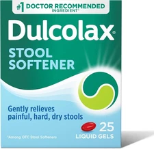 Dulcolax Stool Softener Laxative Liquid Gel Capsules 100Mg 25 Count Box
