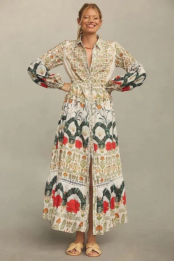 long floral dresses formal EVANGELINE dress Flower Charm Red – Lesley Evers main image 1