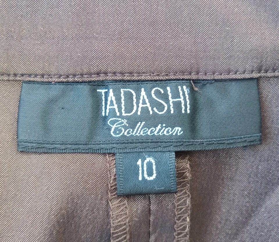 Talla 10 Colección TADASHI Blusa Marrón Formal ENVOLTURA CON PUÑOS DE ESTRÁS FRANCÉS Foto 2 de 4