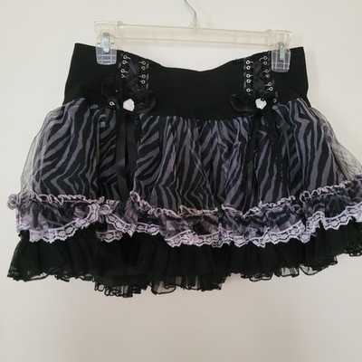 Tripp NYC Black Zebra Print Tutu Fairy Goth Women's Sm Halloween Gothic Club