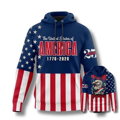 America 250 Years of Freedom 3D All Over Print Hoodie - Adults & Youth