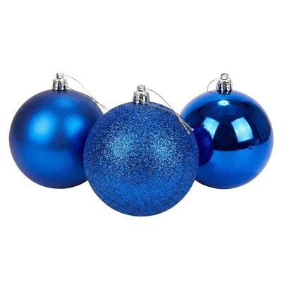 SHATCHI 3Pcs Large Dark Blue Baubles Shatterproof 20cm Xmas Tree Ornament Hanging Decor