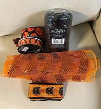 Halloween Decor Lot Mesh Ribbon Spools Used  New Black/Orange