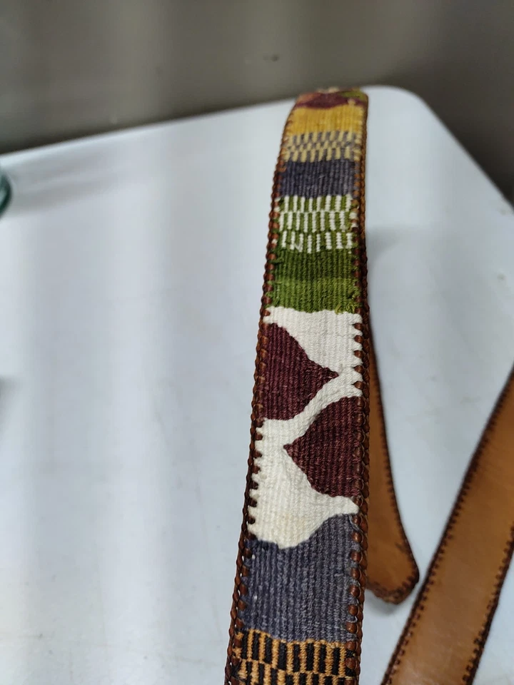 VTG Handmade Multicolor Fabric, Leather Guatemalan Belt Size M 44 - Image 3 of 4