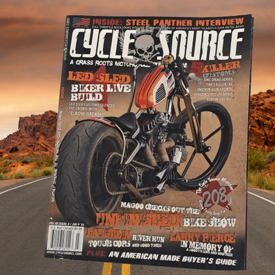 Cycle Source Magazine July 2014 LED Sled Biker Live Build Motorcycle Custom