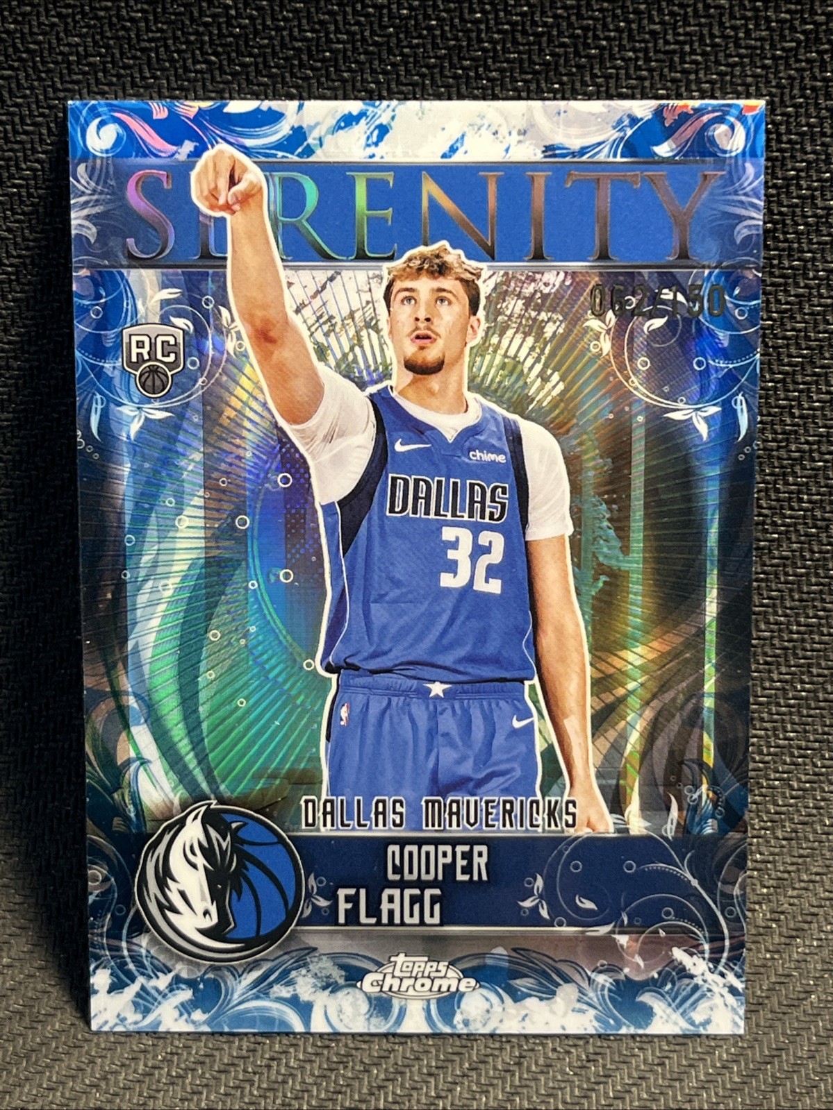 2025-26 Topps Chrome Cooper Flagg RC Serenity Insert Blue Refractor 62/150 Mavs