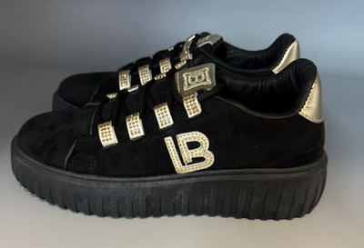 Sneaker Damenschuhe Laura Biagiotti schwarz und gold Wildleder