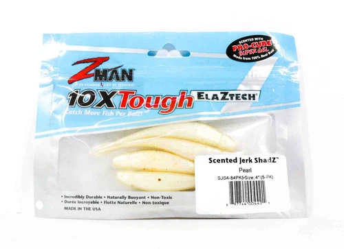 Zman Soft K๏ฟฝder Jerk ShadZ 4 pollici confezione da 5 Pearl (4421)-