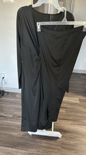 Black Two Piece Long Sleeve Size Large Women Pants Set