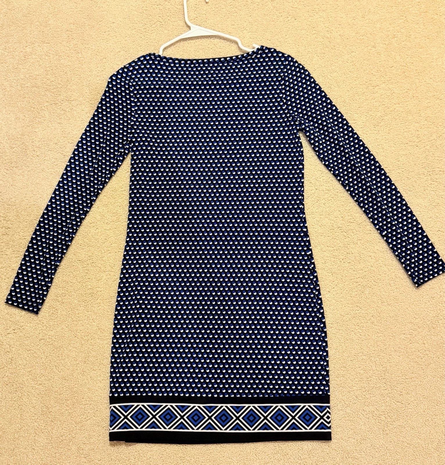 Abito a tubino Michael Kors blu nero bianco a pois manica lunga taglia P