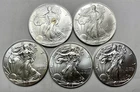 1 oz Silver American Eagle, Lot of 5, (Brilliant Uncirculated )