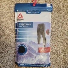 NEW Reebok Men's Pro-Series Performance Base Layer Pants with Fly Black 2XL