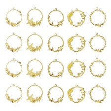 20 Pcs Charms Bezels Jewelry Making Accessoires Hollow Pendants DIY Craft