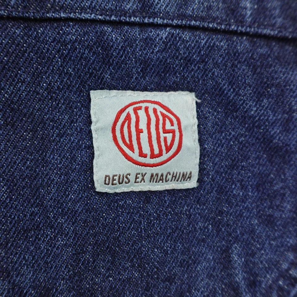 Deus Ex Machina 夹克男式 2XL 蓝色牛仔汉克编舞野战外套工作实用 — 第 3/4 张图片