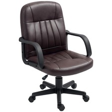 HOMCOM PU Leather Office Chair Swivel Home Computer Desk Chair, Dark Brown