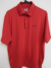 Under Armour Playoff Polo Heatgear Red/Blue Striped Short-Sleeve Golf Shirt XL