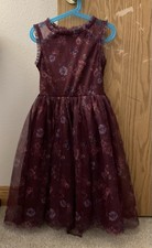 Burgundy Floral Sleeveless Party Dress for Girls Size 7/8 From Zenzi