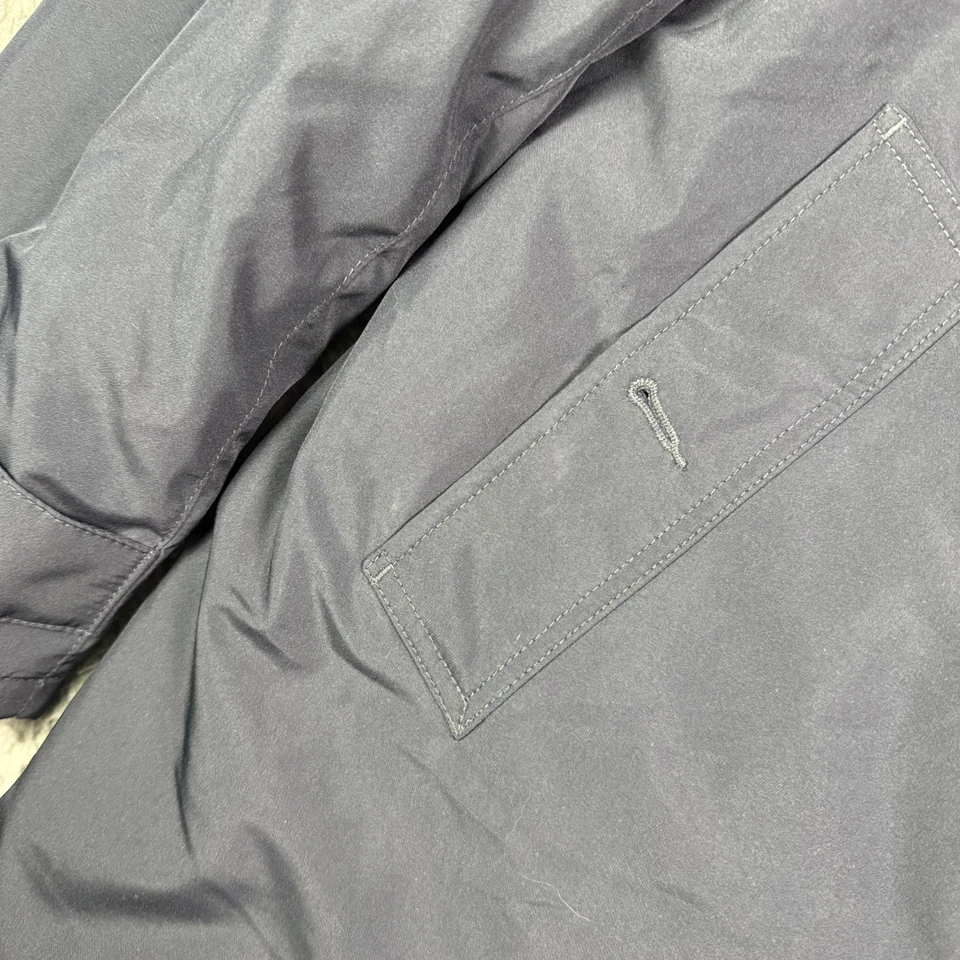 Polo Ralph Lauren Trench Coat Mens L Navy Blue Long Overcoat Full Zip Insulated - Image 4 of 4