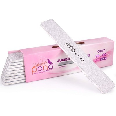 10PCS Jumbo Size PANA Professional Double Sided Grit (80/80), Zebra (Jumbo) 