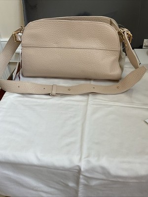 NEW Anna Paola Cream/Latte Italian Leather Suede Shoulder Crossbody Bag