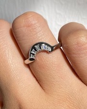 CZ Tapered Baguette Cut Curved Wedding Ring 925 Sterling Silver Engagement Ring