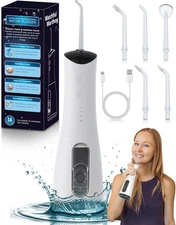 High-Pressure 120PSI Water Dental Flosser with 300Ml Reservoir - Portable Water