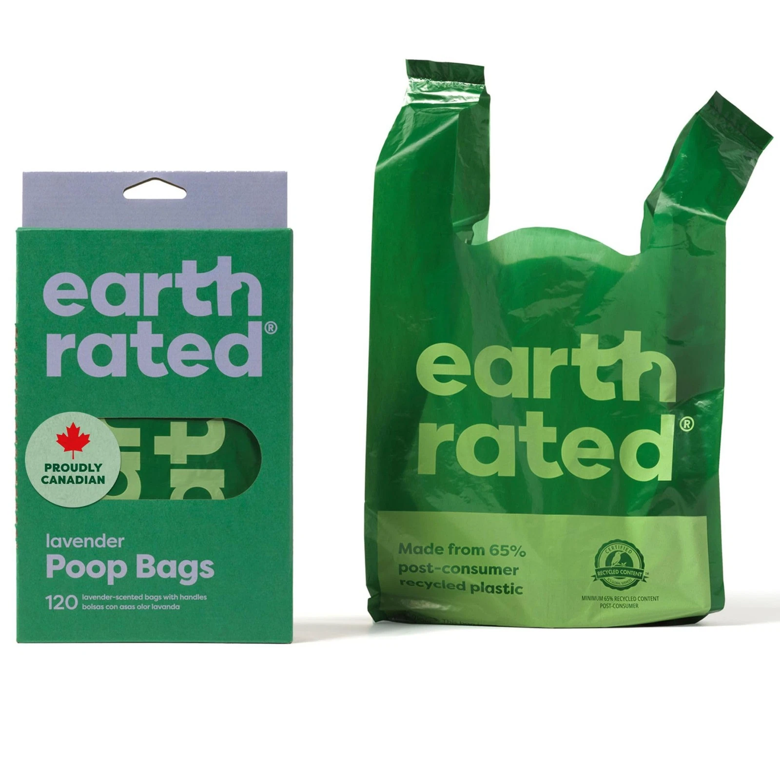 Earth Rated Dog Poo Bags with Handles Easy Tie and Guaranteed Leakproof Lavender