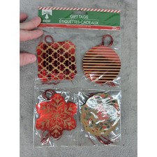 Christmas House 20pc Gift Tags Red Gold Foil Snowflake Round Square Tags