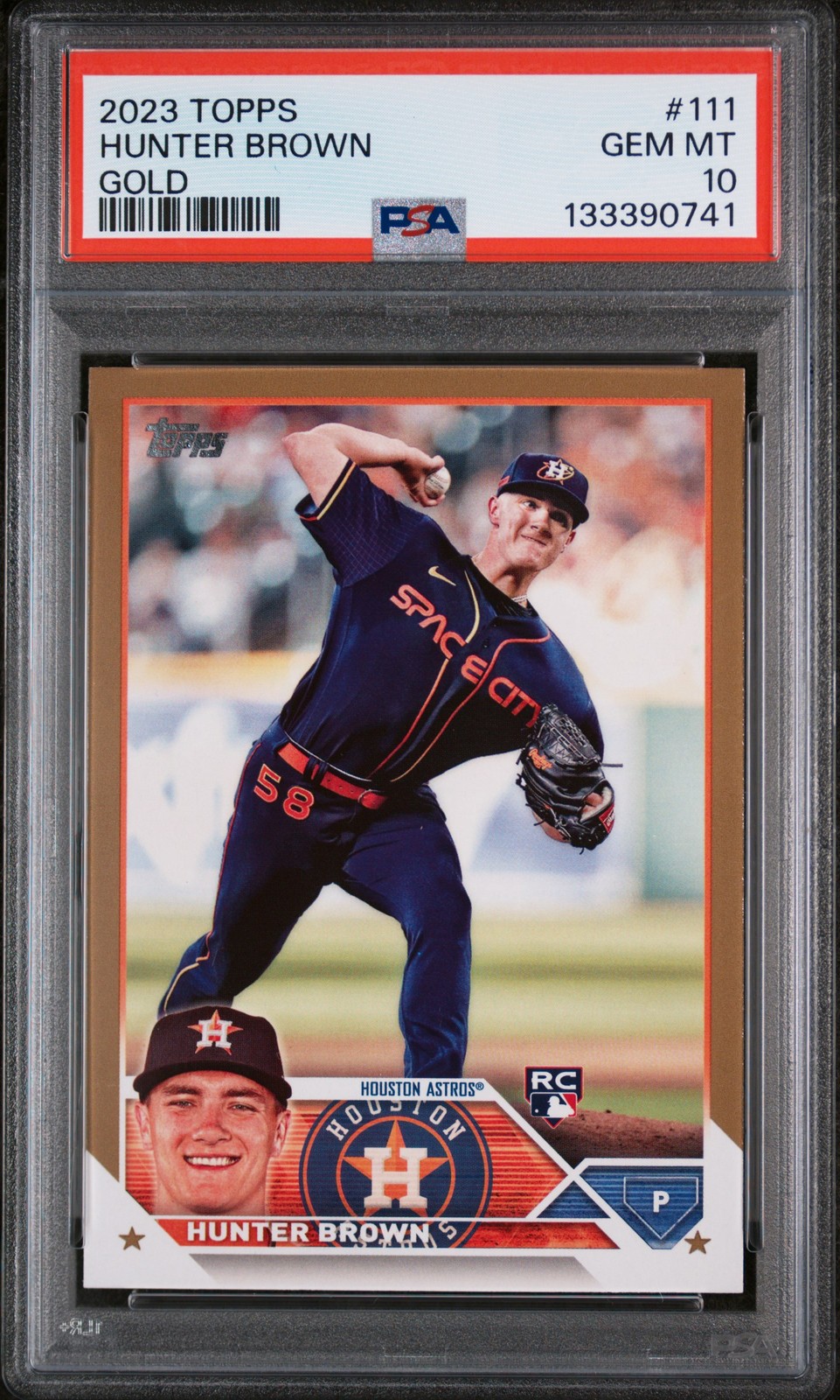2023 TOPPS GOLD #111 HUNTER BROWN ROOKIE RC 743/2023 PSA 10