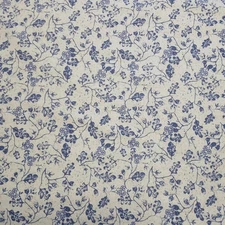 Butterfly Blues Vines White Cotton Fabric