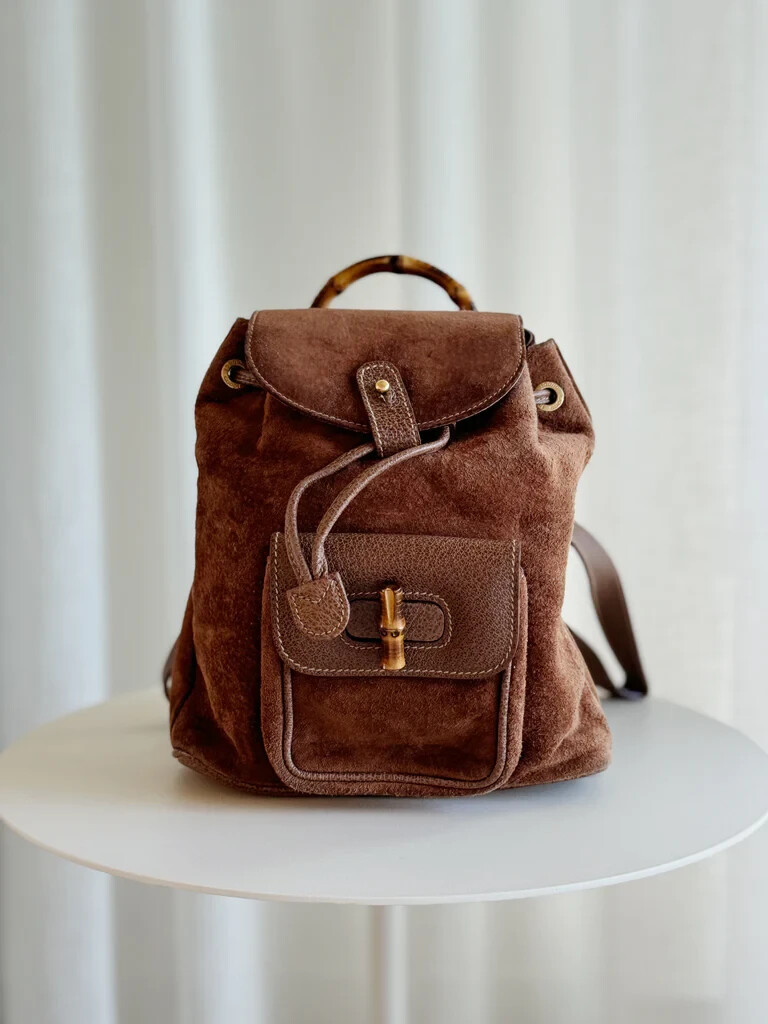 GUCCI Vintage Suede Mini Bamboo Backpack | eBay