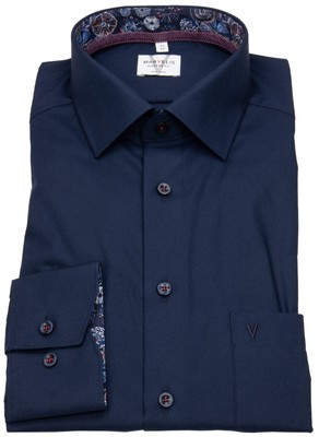 Marvelis Hemd Modern Fit Kentkragen Patch dunkelblau