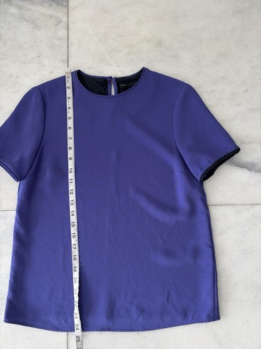 Marc by Marc Jacobs Crew Neck Blouse Periwinkle Short Sleeve Silk Lined Womens 0 - Picture 5 of 9