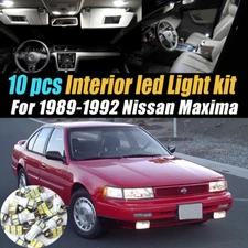 10Pc Super White Car Interior LED Light Bulb Kit for 1989-1992 Nissan Maxima