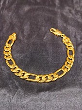 18k Yellow Gold Filled Figaro Bracelet stamped 18K -19cm