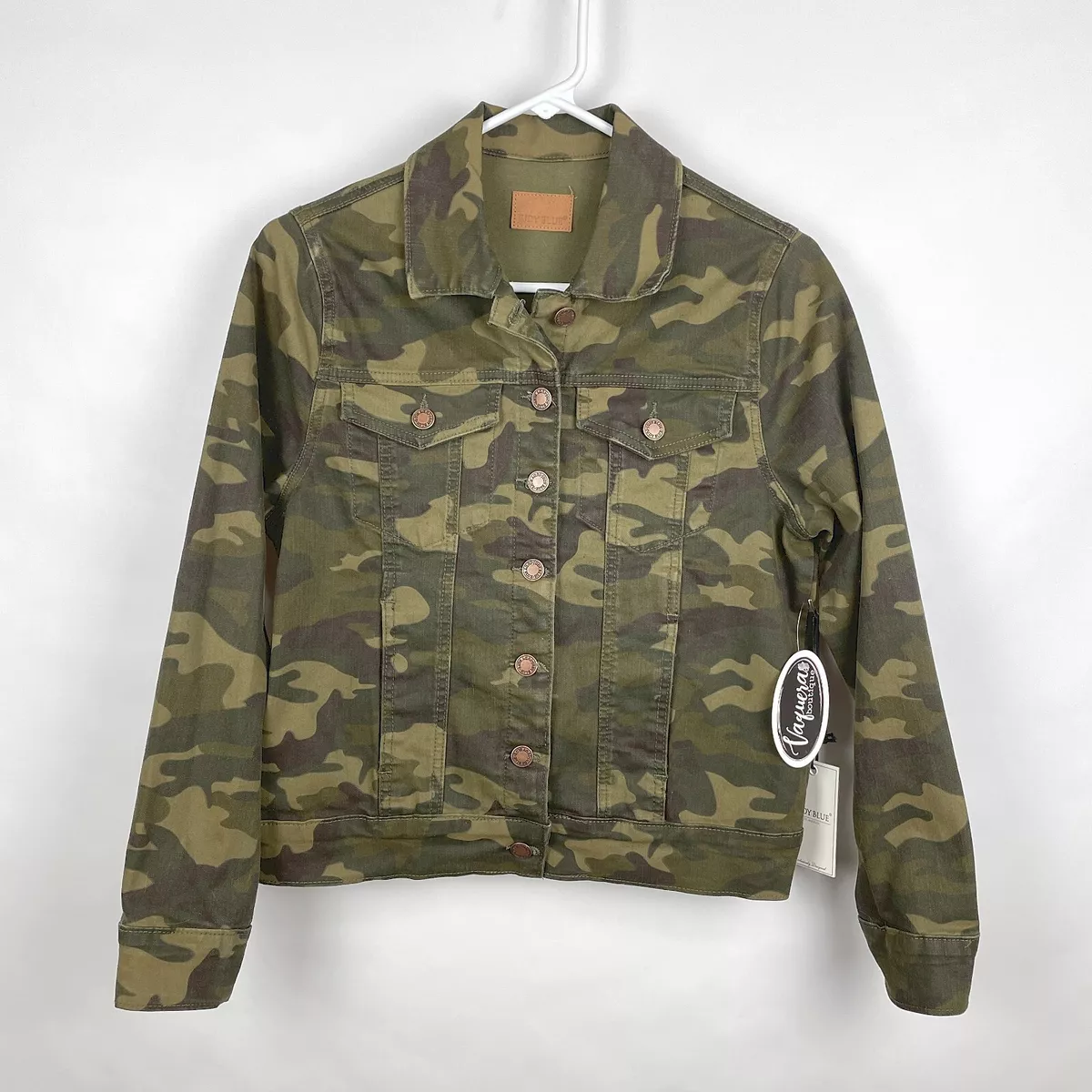 Cropped denim top jacket camo