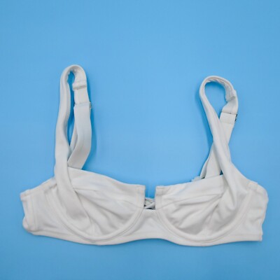 Victorias Secret 32B White Underwired Cutout Push Up Wide Strap Bikini Top Beach