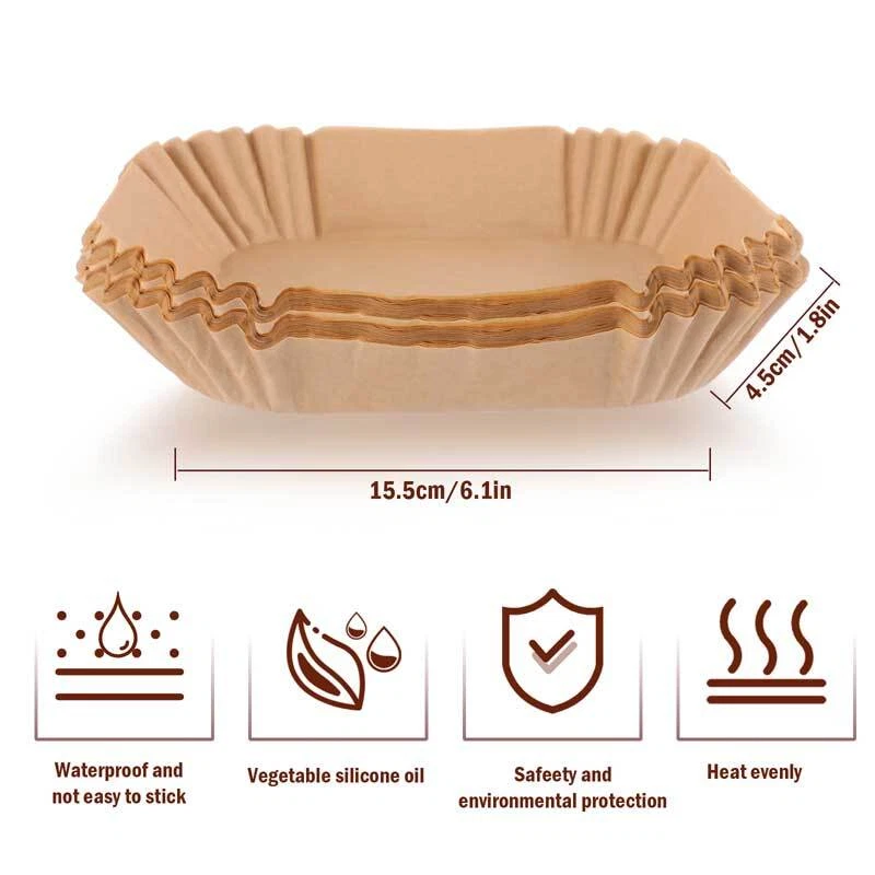 Air Fryer Liners 100/200pcs Disposable Parchment Paper Liner Non Stick Food US Air Fryer Liners 100/200pcs Disposable Parchment Paper Liner Non Stick Food US