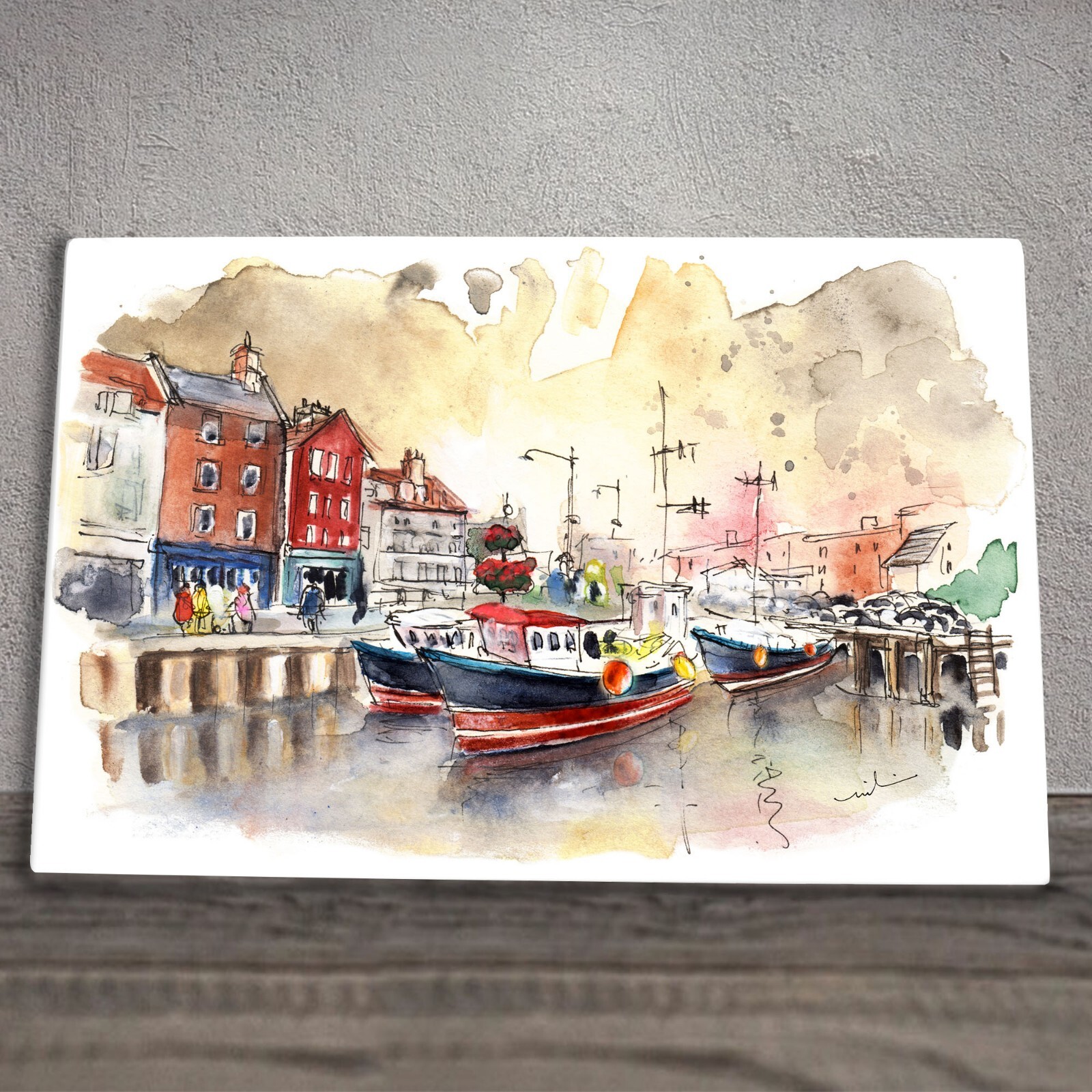 Whitby Harbour Ceramic Tile Picture Plaque Sign Art By Miki De Goodaboom 20x30cm
