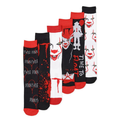 Stephen King It Pennywise 6 Pair Casual Socks Halloween Horror New In Package - Picture 1 of 1