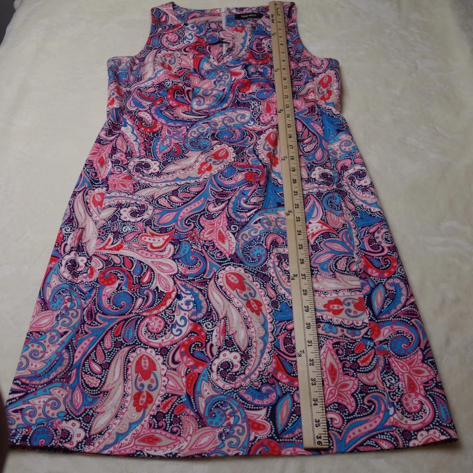 Vestido Vaina Nine West Para Mujer Talla 4 Multicolor Estampado Paisley Rosa Foto 3 de 4