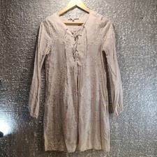 Falcon & Bloom Silk Pink Small Kaftan Mini Dress Long Sleeve Pockets