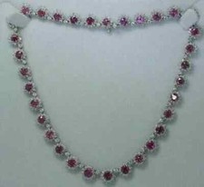 14Ctw Lab Created Pink Sapphire Tennis Women Necklace 14K White Gold Plated 18"