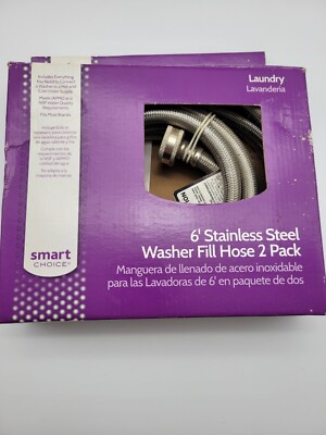 Smart Choice - 6' Stainless-Steel Washing Machine Fill Hose (2-Pack)
