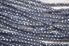 Czech Fire Polished 3mm round faceted glass beads - CT Metallic Neutral Gray