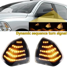 Dynamic LED Side Mirror Turn Signal Lights For Dodge Ram 1500 2500 3500 Smoked