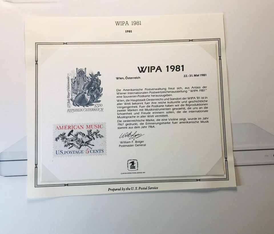 AUSTRIA - WIPA* BEP SOUVENIR CARDS *  * 3 Cards *  * 2 Cancelled - Image 3 of 3