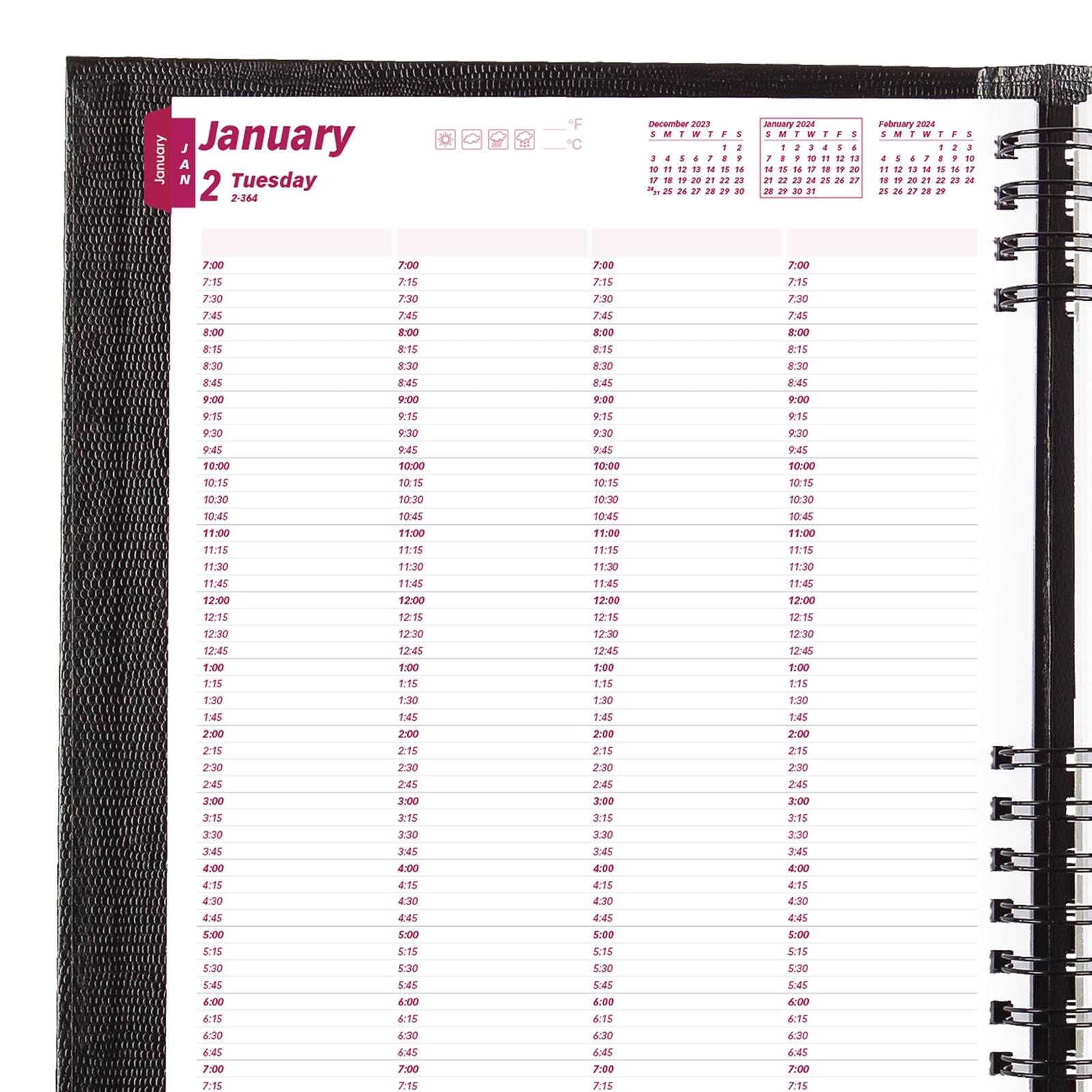 Brownline 2024 CoilPro Daily Professional Planner Four-Person Appointment Boo...