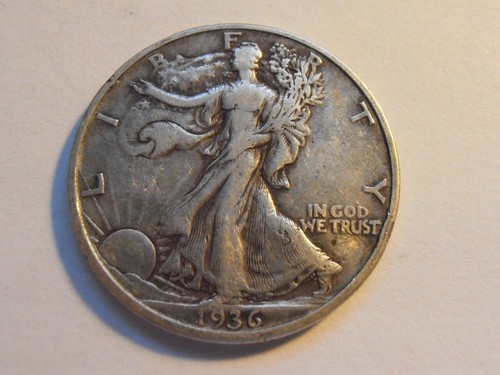 1936 D Walking Liberty Half Dollar, VERY FINE, 90% Silver Coin (36DTE1) - Picture 3 of 4